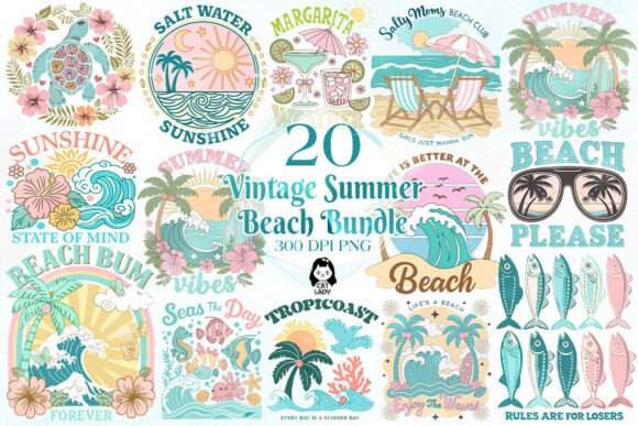 Download Vintage Summer Beach Flowers Bundle - Flowers Collection