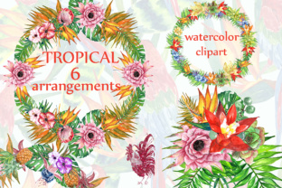 Download Tropic Watercolor Clipart TROPICAL FLOWERS Tropical Wreaths Flower Bouquets Summer Clipart - Flowers Collection