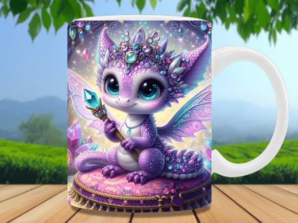Download Purple Crystal Fairy Dragon Mug Wrap - Fairy dragon Collection