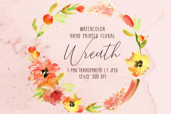Download Watercolor Wreath with Orange Flowers - Flowers Collection