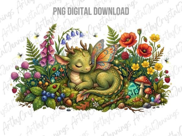 Download Floral Sleeping Fairy Dragon PNG - Fairy dragon Collection