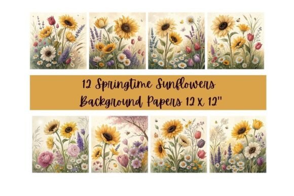 Download Sunflowers &amp; Blooms Background Papers - Flowers Collection