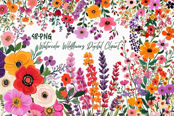 Download Watercolor Wildflowers Digital Clipart - Flowers Collection