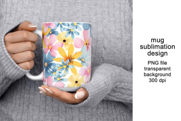 Download Mug Design, Wrap with Flowers, PNG. - Flowers Collection