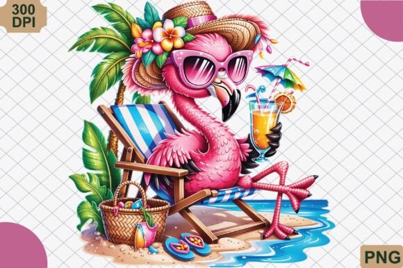Download Tropical Flamingo Beach Chair Summer PNG - Beach chair Collection