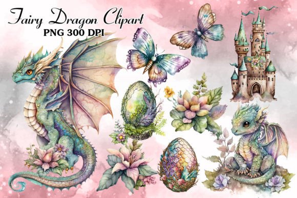 Download Fairy Dragon Sublimation Clipart Bundle - Fairy dragon Collection