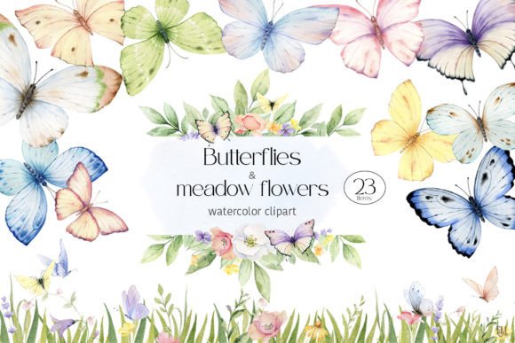 Download Watercolor Butterfly Flowers Clipart PNG - Flowers Collection