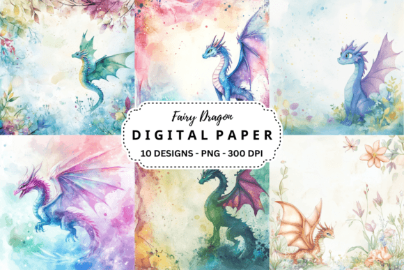 Download Watercolor Fairy Dragon Background - Fairy dragon Collection