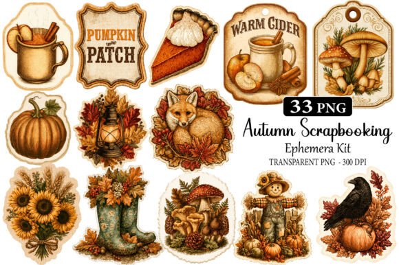 Download Autumn Scrapbooking Ephemera Kit - Scrapbooking Collection
