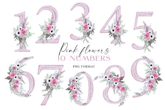 Download Pink Flowers Individual Numbers PNG - Flowers Collection