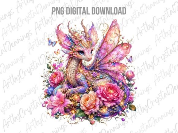 Download Mythical Floral Fairy Dragon Clipart PNG - Fairy dragon Collection