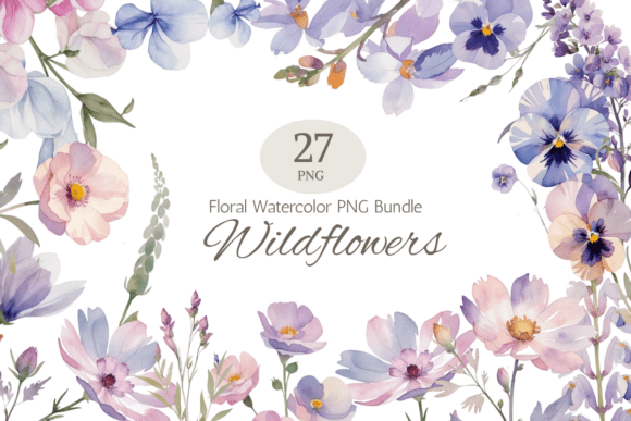 Download Garden Wildflowers Watercolor Clipart - Flowers Collection