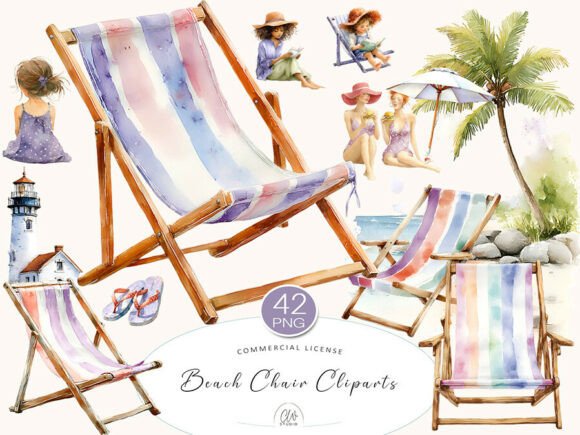 Download Beach Chair Cliparts PNG Set - Beach chair Collection