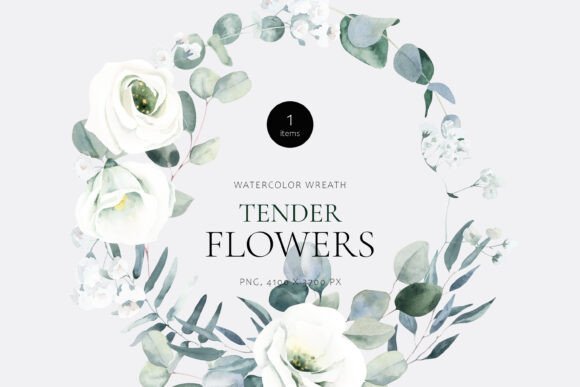 Download Tender Flowers Watercolor Wreath - Flowers Collection