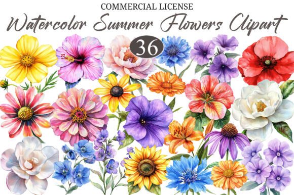 Download Whimsical Summer Flowers Clipart PNG - Flowers Collection