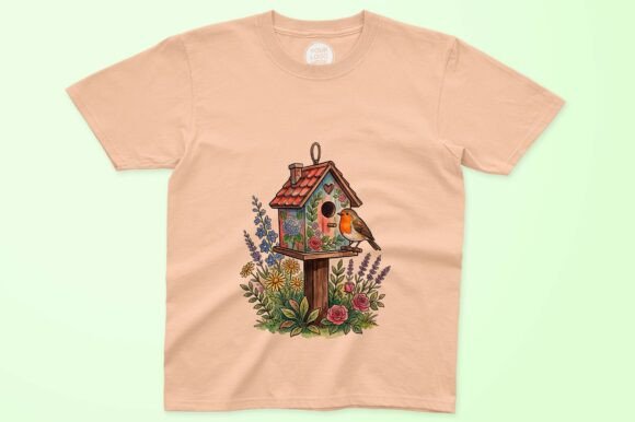 Download Birdhouse Robin Flowers Watercolor Art - Flowers Collection